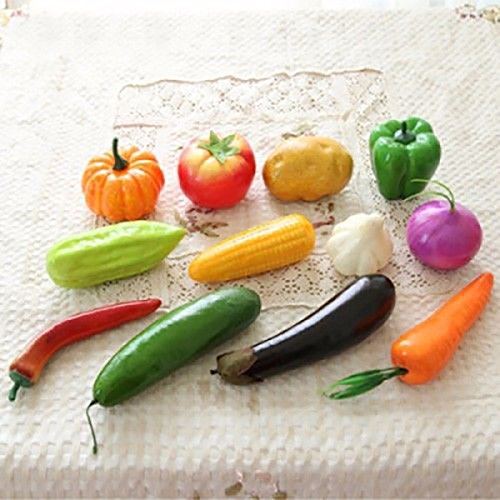 Justdolife 12PCS Hortalizas Artificiales Realista Surtido de Decoración de Casa Verduras Conjunto de Alimentos Decorativos