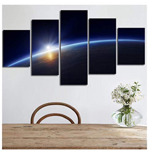 JYSHC Pinturas En Lienzo Tierra Vía Láctea Espacio Planeta Arte De La Pared Imágenes Decoración para El Hogar Jn46Xz 150X100Cm 5 Piezas Sin Marco