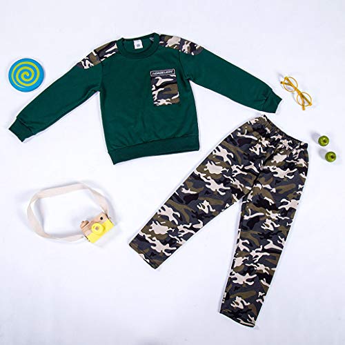 K-Youth Chandal Bebe Niño Conjuntos Bebe Niño Deportivas Ropa Bebé Niño Invierno Traje Bautizo Niños Chico Tumblr Sudadera de Manga Larga Niño Ceremonia + Pantalones de Camuflaje (Verde, 4-5 años)