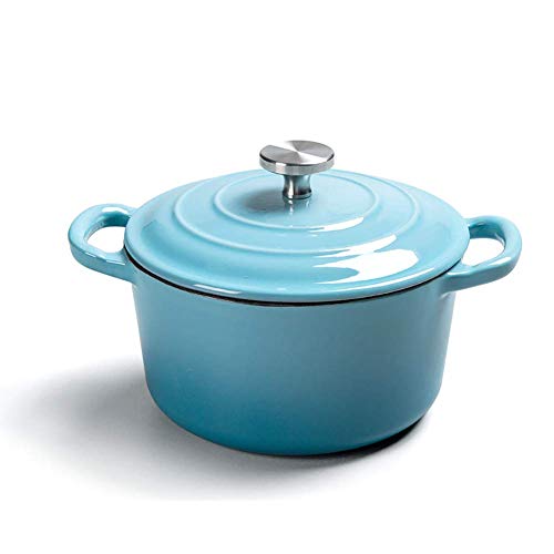 kaige De Hierro Fundido esmaltado del Horno holandés, Plato de la cazuela Antiadherente con Tapa, Cocina Redonda quemadores cazuela, 1,26 Cuartos Multi Olla de la Olla Roja (1,2 l) WKY
