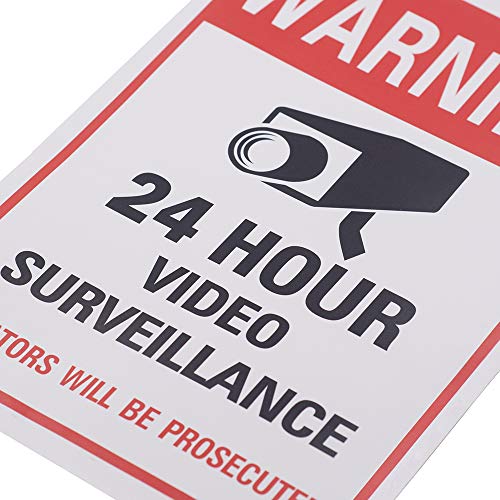 Kalolary, paquete de 10, señal de videovigilancia, calcomanía autoadhesiva en menos de 24 horas, etiquetas de advertencia de seguridad, uso en interiores o exteriores para el hogar