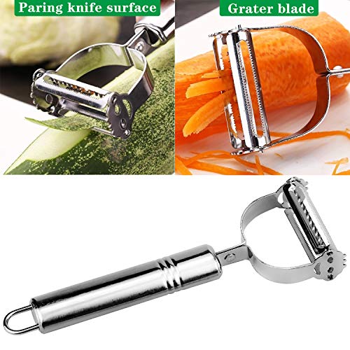 KARAA Peladores de Fruta y Verdura, 3 pcs Pelador de Patatas Manzanas Zanahorias, Cuchillas de Pelar de Acero Inoxidable