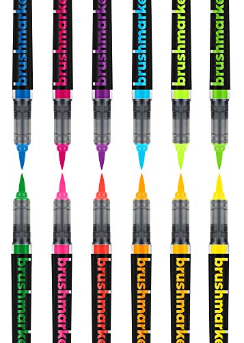 KARIN Neon Colors – 12 rotuladores Pro con colores neón en cuerpo transparente y sistema de tinta libre, 2, 4 ml de color líquido. Sin rotulador.