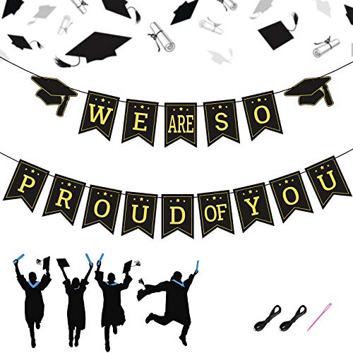 KATOOM Banner de Graduación en 2020 Pancartas de Fiesta de Graduación,Felicitar Graduación para Suministros de Decoración Porche de Graduación Fondo de Foto Diploma de Escuela Secundaria,Universidad