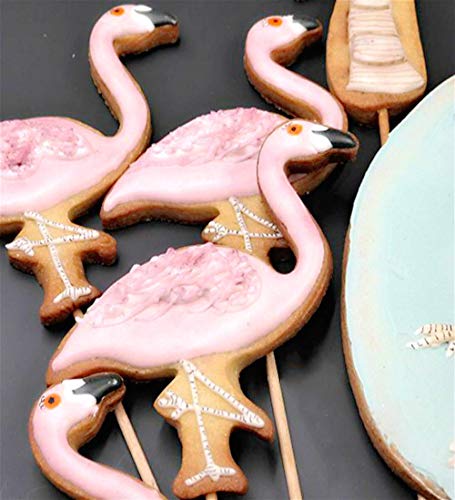 KENIAO Tropical Cortadores Galletas de Flamenco Moldes para Galletas - 5 Piezas - Flamenco, Piña, Palmera, Cactus y Hoja Tropical - Acero Inoxidable