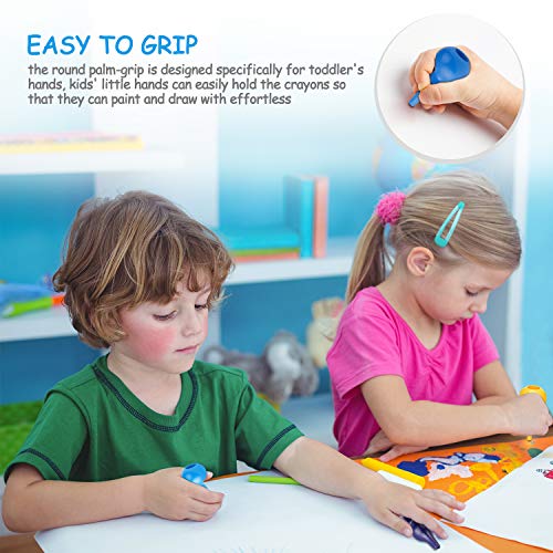 Keten Crayones para Niños Pequeños, 12 Pinturas de Colores Infantiles, Lavables, No Tóxicas y Seguras - Ceras Crayones Juguetes Apilables para Bebés, Niños y Niñas