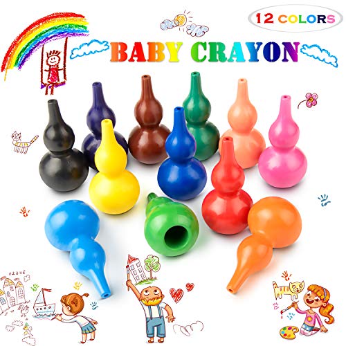 Keten Crayones para Niños Pequeños, 12 Pinturas de Colores Infantiles, Lavables, No Tóxicas y Seguras - Ceras Crayones Juguetes Apilables para Bebés, Niños y Niñas