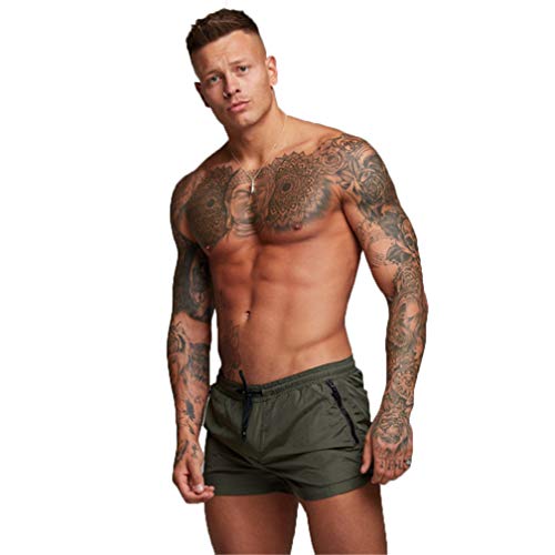 Kfnire Bañadores de natación, Pantalones Cortos de los Hombres de Secado rápido Playa Surf Corriendo Pantalones Cortos de natación Boxeadores Ligero Shorts (EU XL=Tag XXL, Verde)