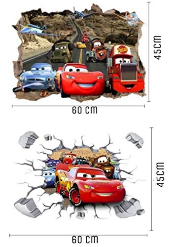 Kibi 2PCS Pegatinas Decorativas Pared Cars 3d Disney Para Sala De Niños Sala De Estar Dormitorio Bebe Decoración Del Hogar Pegatinas De Pared Niño Adhesivos Pared Decorativos Cars Extraíble