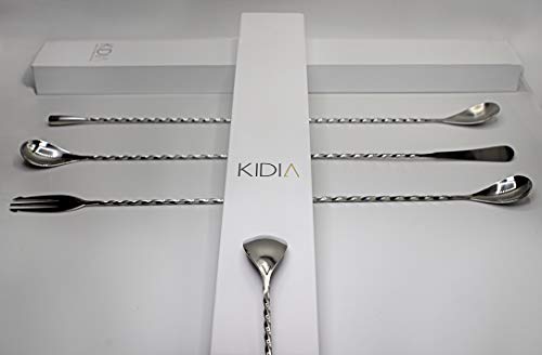 Kidia Bar Spoon 40 cm Cuchara de cóctel Equipo Bar Set Cocktail Kit Barman Profesional