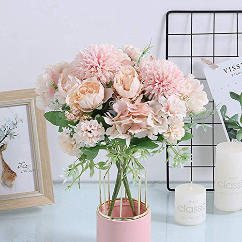 KIRIFLY - Ramo de hortensias artificiales de seda de peonía artificial, decoración de claveles de plástico, arreglos de flores realistas para decoración de bodas, centros de mesa, 2 paquetes