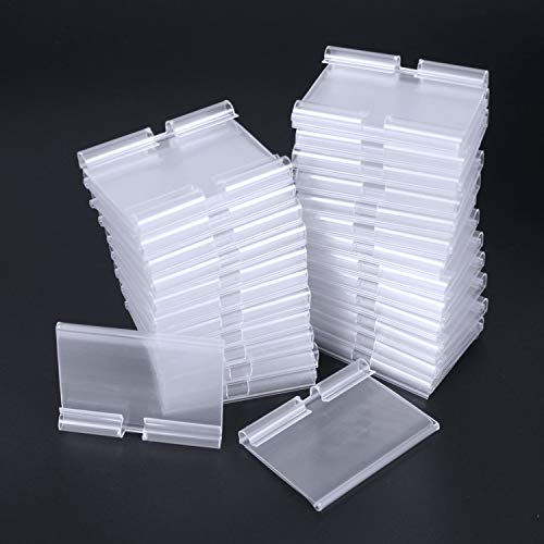 Kit 50 Portaprecios para ganchos en T. Etiqueta de 39x65mm. Transparente. Soportes de Etiqueta de Precio