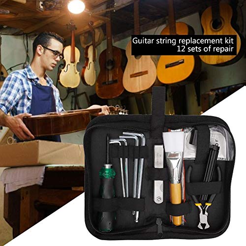Kit completo de herramientas de mantenimiento para reparación de guitarra, herramientas de reparación para ukelele, bajo, mandolina, banjo, guitarra