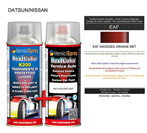 Kit Spray Pintura Coche Aerosol EAF ANODIZED ORANGE MET - Kit de retoque de pintura carrocería en spray 400 ml producido por VerniciSpray