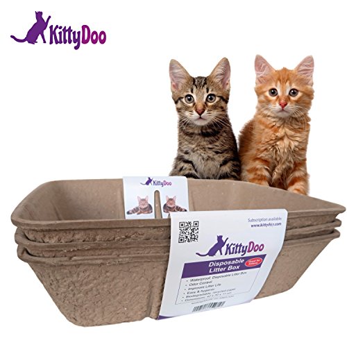 KittyDoo Arenero Gatos, Higiénica, Bandeja Sanitaria Desechable, Caja De Cartón Respirable para Gatos (Paquete de 3)