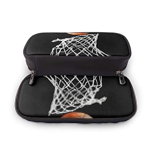KLKLK baloncesto anotado PU cuero lápiz lápiz bolsa estuche estuche escolar oficina monedero bolsa de maquillaje cosmético