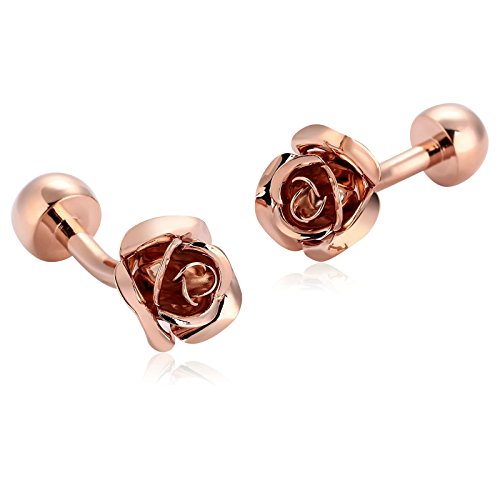 KNSAM - Gemelos Hombre Acero inoxidable Rosas flores Rose Oro letra para el regalo de boda del negocio Para los hombres