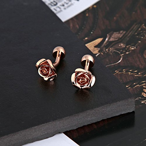 KNSAM - Gemelos Hombre Acero inoxidable Rosas flores Rose Oro letra para el regalo de boda del negocio Para los hombres