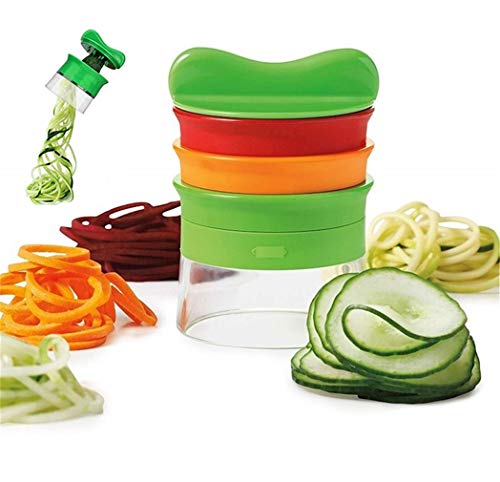 kokymaker Cortador de Verduras Cortador en Espiral para Zanahoria, Pepino, Patata, Calabaza, calabacín, Cortador de Verduras en Espiral Rallador de Verduras a Mano con 3 Cuchillas