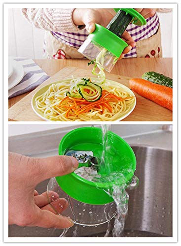 kokymaker Cortador de Verduras Cortador en Espiral para Zanahoria, Pepino, Patata, Calabaza, calabacín, Cortador de Verduras en Espiral Rallador de Verduras a Mano con 3 Cuchillas