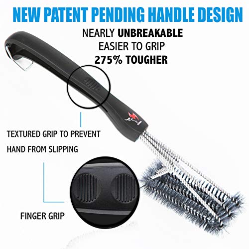 Kona 360 Clean Grill Brush - Cepillo de parrilla 3 en 1 de acero inoxidable para limpieza sin esfuerzo