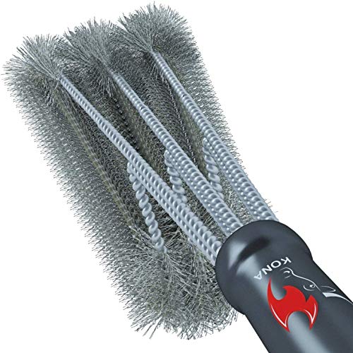 Kona 360 Clean Grill Brush - Cepillo de parrilla 3 en 1 de acero inoxidable para limpieza sin esfuerzo