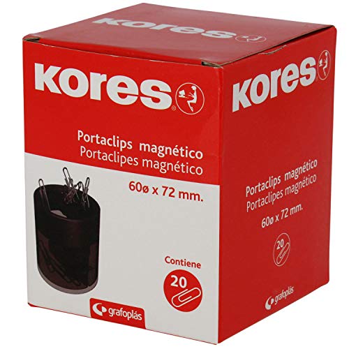 Kores 471080 Porta Clips Magnético, Negro, 60 x 72 mm