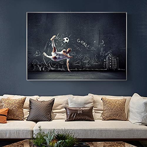 KWzEQ Imprimir en Lienzo Football Star Wall Art Picture decoración del hogar para Carteles de Sala de estar50x75cmPintura sin Marco