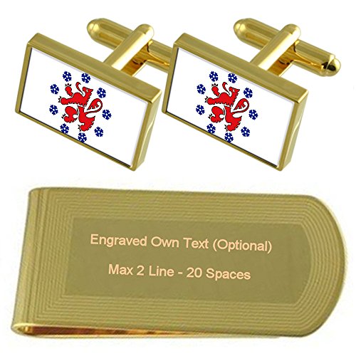 La Bandera de la Comunidad Alemana de Tono Oro Gemelos Money Clip Grabado Set de Regalo