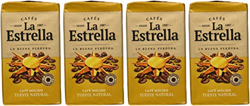 La Estrella - Café Tostado Molido Natural - 4 Paquetes de 250 g