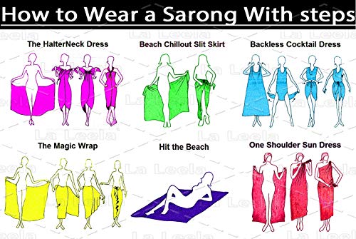 LA LEELA chif�n Ligero Traje de ba�o Traje de ba�o Ropa de Playa Vestido de Encubrimiento del Bikini Pareo Azul