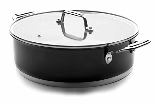 Lacor - 44628- Tartera con tapa De Cristal 28cm Inox - Negro