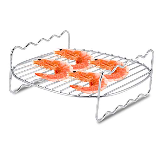 Ladieshow - Bandeja para Hornear de Doble Capa para Pinchos, Parrilla de Barbacoa de Repuesto para Cocina, Bandeja para Hornear para Accesorios de freidora de Aire, 6.57 x 6.50 x 2.76 Pulgadas