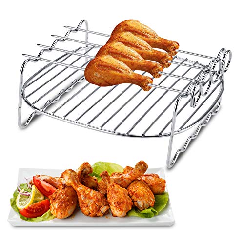 Ladieshow - Bandeja para Hornear de Doble Capa para Pinchos, Parrilla de Barbacoa de Repuesto para Cocina, Bandeja para Hornear para Accesorios de freidora de Aire, 6.57 x 6.50 x 2.76 Pulgadas