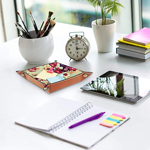 Laire Daniel - Bandeja plegable de piel sintética para relojes, diseño de tulipanes