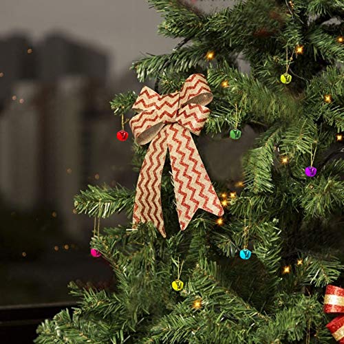 LAITER 150 Pcs Cascabeles de Navidad Multicolor Campana Pequeña de Metal Colorida para Decoración árbole Mini Cascabele para Joyería Fabricación de Collares Diámetro de 10 mm con 1 Hilo Rojo