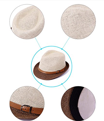 LAMEIDA Gorro de Visera Sombrero de Paja Sombrero de Visera Parasol Sombrero de Jazz Pañuelo de Cuero Buckle Bicolor Paja para Hombres Protección Solar Visor Outlet 1pcs Rojo + Beige