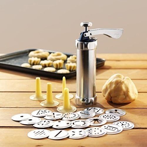 Lanceasy - Juego de moldes para galletas, acero inoxidable, 20 discos, 4 consejos de hielo, pulverizador, masa, galletas, herramientas