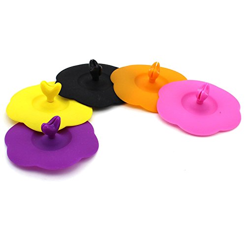 lansue Juego de 6 Tapas Reutilizables de Silicona para Taza de Flores de Ciruelo con Forma de corazón para Cuchara, Color al Azar