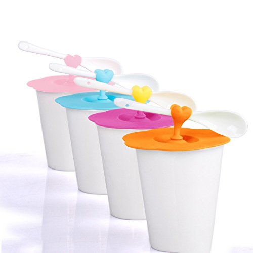 lansue Juego de 6 Tapas Reutilizables de Silicona para Taza de Flores de Ciruelo con Forma de corazón para Cuchara, Color al Azar
