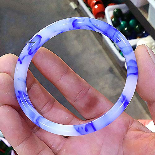 Laogg Pulsera Mujer Jade,Pulsera De Tira Fina De Porcelana Azul Y Blanca Natural Jade Flotante Fuera del Material Jade De Seda De Oro Piedra Gobi