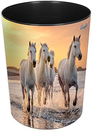 Läufer 26666 - Papelera de 13 litros, diseño de caballos en la playa