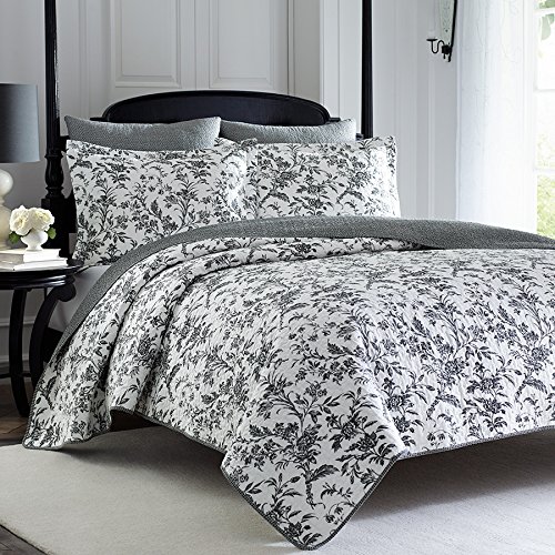 Laura Ashley Amberley edredón Set, Negro, Valance