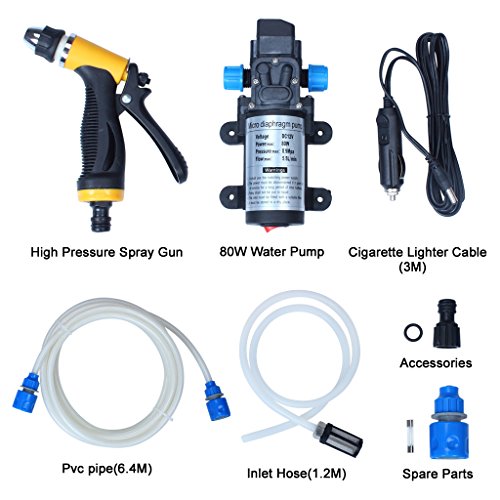 Lavadora eléctrica de coches, EFORCAR bomba de lavado de coches de alta presión, 12V 80W Lavadora eléctrica de la bomba de la arandela del coche Dispositivo para Auto, mascotas, Ventana, riego y campi