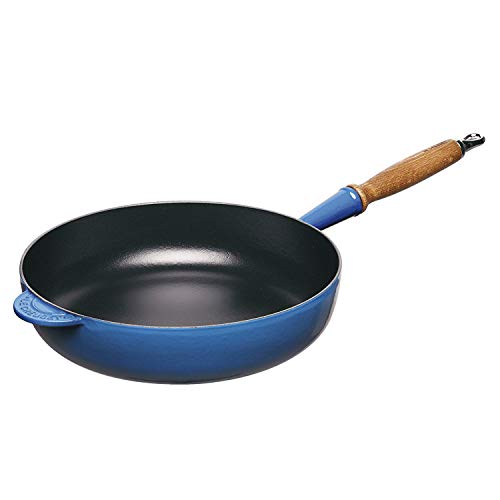 Le Creuset Sartén alta de hierro fundido, Redonda, diametro 28 cm, Apto para todas las fuentes de calor, incluso inducción, Azul Marseille
