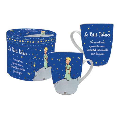 Le Petit PRINCE - Caja individual de taza LPP con diseño de noche de estrella, cerámica azul, 9 cm