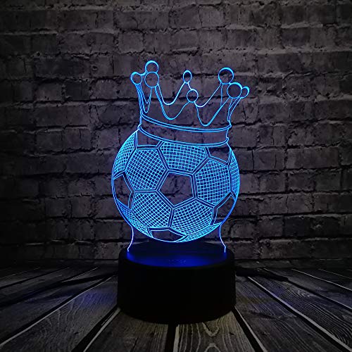 Led 3D Lámparas De Ilusión Óptica Corona De Fútbol Lámpara 7 Colores Remoto Táctil Dormitorio Decoración Mesita De Noche Atmósfera Lámpara Juguetes Para Niños Regalo De Cumpleaños