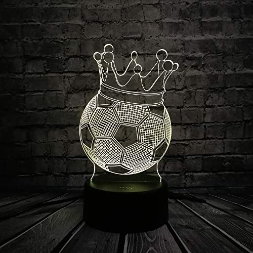 Led 3D Lámparas De Ilusión Óptica Corona De Fútbol Lámpara 7 Colores Remoto Táctil Dormitorio Decoración Mesita De Noche Atmósfera Lámpara Juguetes Para Niños Regalo De Cumpleaños