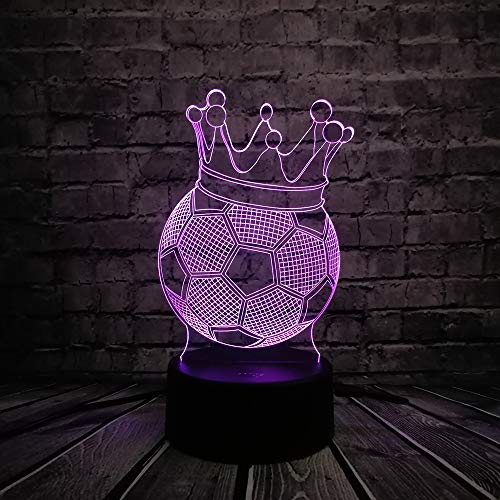 Led 3D Lámparas De Ilusión Óptica Corona De Fútbol Lámpara 7 Colores Remoto Táctil Dormitorio Decoración Mesita De Noche Atmósfera Lámpara Juguetes Para Niños Regalo De Cumpleaños