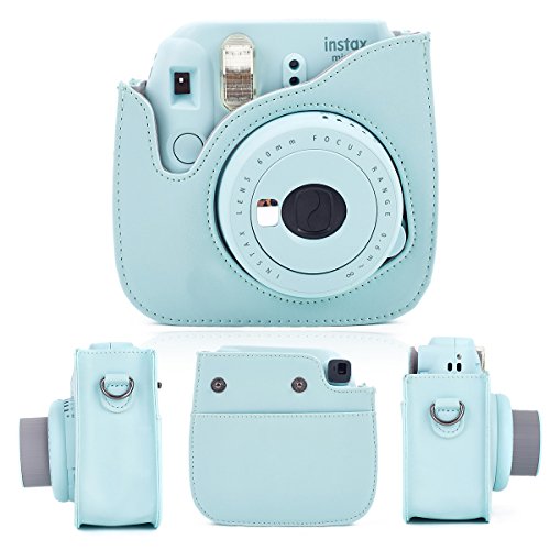 Leebotree Paquete de Accesorios Compatible con cámara Instax Mini 9 Incluye: Caso/Album/Lente para Autoretrato/Filtros/Marcos para Fotos/Marcos de Películas/Bordes/Pegatinas (Azul Hielo)